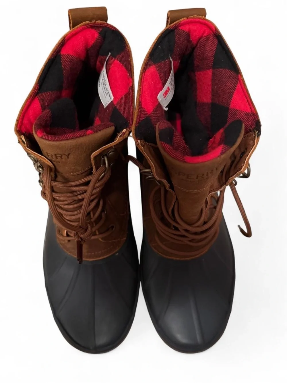 Sperry Brown and Black Waterproof Lace-Up Rain & Snow Boots